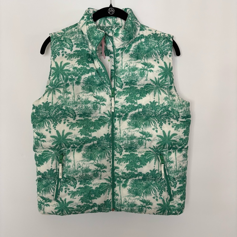 VINEYARD VINES Puffer Vest Girls Youth Green Meadow Full Zip Size L (14) NWT